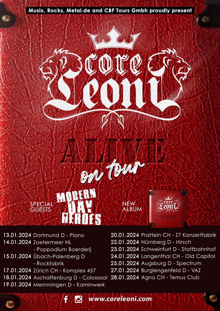 CORELEONI announce 2024 »ALIVE On Tour« European dates! Atomic Fire